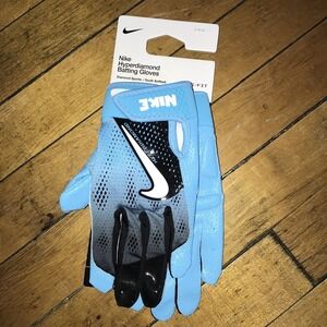 Nike Hyperdiamond 3.0 Youth Baseball Batting Gloves Pair BLACK | BLUE LG